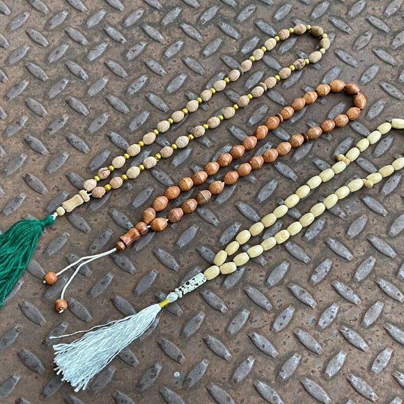 Tasbeeh Lot of 3 Prayer Beads Muslim Tasbeh Real Wood Handmade Beads - Picture 4 of 9